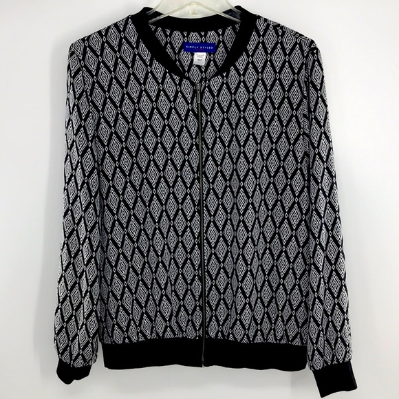 Simply Styled Jackets & Blazers - SimplyStyled Jacket Large Black/White Front Zip